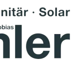 Das Bild zeigt ein Firmenlogo. Der Name "Tobias Bühler" steht groß in dunkelblau neben den Worten "Heizung • Sanitär • Solar". Rechts ist ein Symbol mit einer gelben Sonne und roten Wellen auf blauem Hintergrund zu sehen.